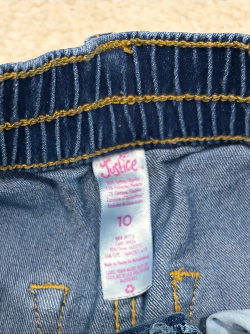 Justice Medium Wash Cargo Jeans with Belt